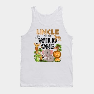 Uncle Of The Wild One Birthday 1st Safari Jungle Family Tank Top